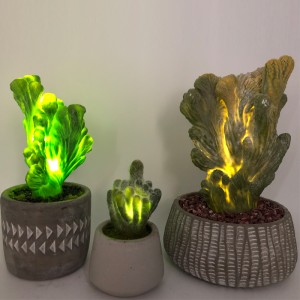 Umělý kaktus LED v dekorativním skleněném hrnci faux sukulentní dekorace